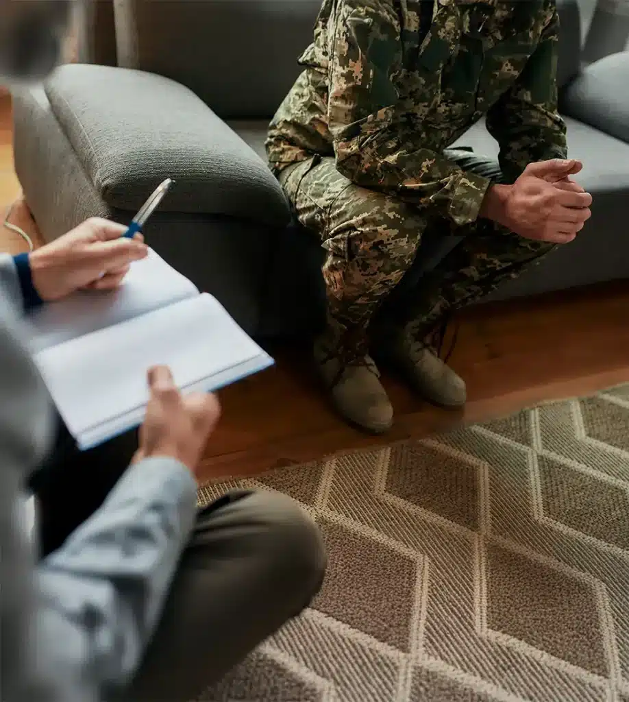 someone in the military getting therapy